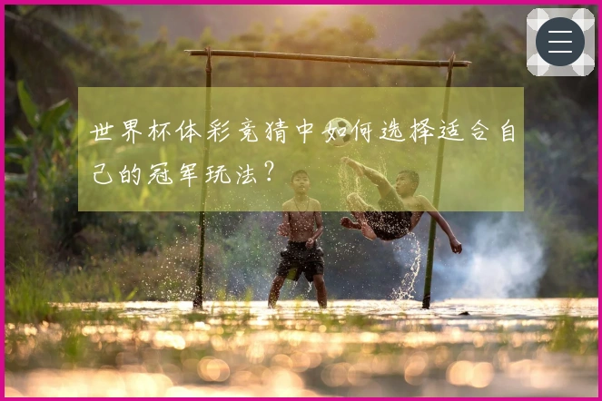 世界杯体彩竞猜中如何选择适合自己的冠军玩法？